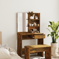  Dressing Table with Mirror Smoked Oak 74.5x40x141 cm
