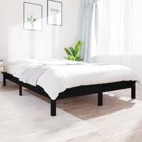  Bed Frame without Mattress Black 150x200 cm Solid Wood Pine