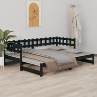 Pull-out Day Bed without Mattress Black 2x(90x190) cm