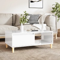  Coffee Table High Gloss White 90x50x36.5 cm Engineered Wood