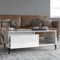 Coffee Table High Gloss White 90x50x36.5 cm Engineered Wood