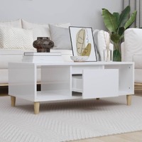  Coffee Table High Gloss White 90x50x36.5 cm Engineered Wood