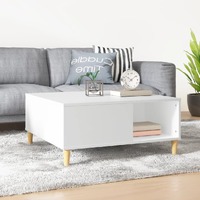  Coffee Table White 80x80x36.5 cm Engineered Wood