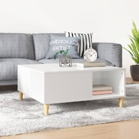  Coffee Table High Gloss White 80x80x36.5 cm Engineered Wood