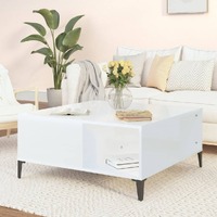  Coffee Table High Gloss White 80x80x36.5 cm Engineered Wood