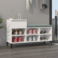  Shoe Cabinet High Gloss White 102x36x60 cm Engineered Wood