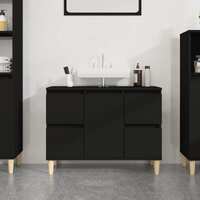  Sink Cabinet Black 80x33x60 cm Engineered Wood