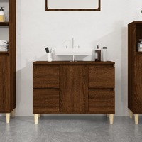  Sink Cabinet Brown Oak 80x33x60 cm Engineered Wood