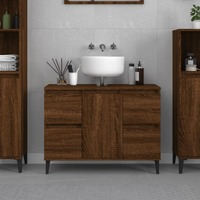  Sink Cabinet Brown Oak 80x33x60 cm Engineered Wood