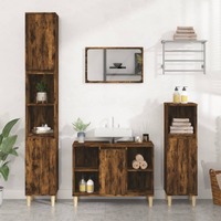  Sink Cabinet Smoked Oak 80x33x60 cm Engineered Wood