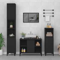  Sink Cabinet Black 80x33x60 cm Engineered Wood