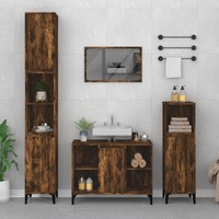  Sink Cabinet Smoked Oak 80x33x60 cm Engineered Wood