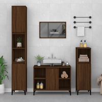  Sink Cabinet Brown Oak 80x33x60 cm Engineered Wood