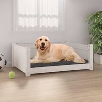  Dog Bed White 75.5x55.5x28 cm Solid Pine Wood