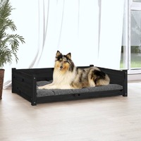  Dog Bed Black 95.5x65.5x28 cm Solid Pine Wood