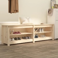  Shoe Bench 160x36.5x50 cm Solid Wood Pine