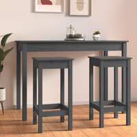  Bar Chairs 2 pcs Grey 40x40x78 cm Solid Wood Pine