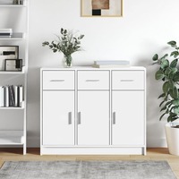  Sideboard White 91x28x75 cm Engineered Wood