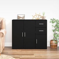  Sideboard Black 91x29.5x75 cm Engineered Wood