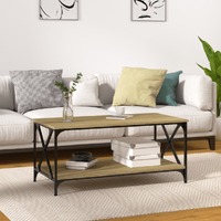  Coffee Table Sonoma Oak 100x50x45 cm Engineered Wood and Iron