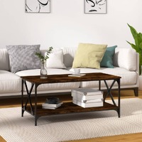  Coffee Table Smoked Oak 100x50x45 cm Engineered Wood and Iron
