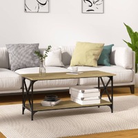  Coffee Table Black 100x45x45 cm Engineered Wood and Iron