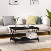  Coffee Table Black 80x50x45 cm Engineered Wood and Iron