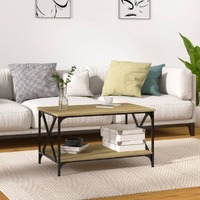  Coffee Table Sonoma Oak 80x50x45 cm Engineered Wood and Iron