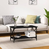  Coffee Table Black 80x45x45 cm Engineered Wood and Iron