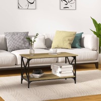  Coffee Table Sonoma Oak 80x45x45 cm Engineered Wood and Iron