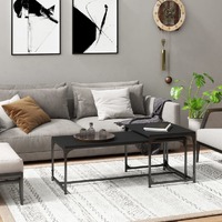  Coffee Tables 2 pcs Black Engineered Wood