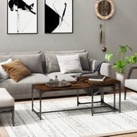  Coffee Tables 2 pcs Smoked Oak Engineered Wood