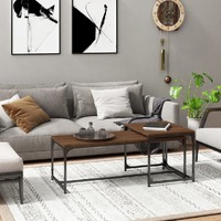  Coffee Tables 2 pcs Brown Oak Engineered Wood