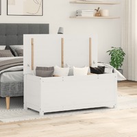  Storage Box White 110x50x45.5 cm Solid Wood Pine