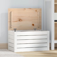 Storage Box White 59.5x36.5x33 cm Solid Wood Pine
