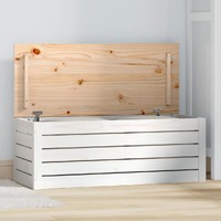  Storage Box White 89x36.5x33 cm Solid Wood Pine