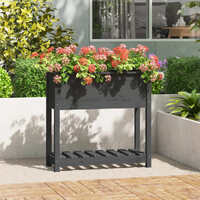  Planter with Shelf Grey 82.5x34.5x81 cm Solid Wood Pine
