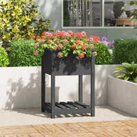  Planter with Shelf Grey 54x54x81 cm Solid Wood Pine