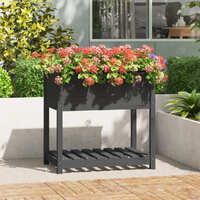  Planter with Shelf Grey 82.5x54x81 cm Solid Wood Pine