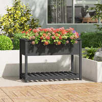  Planter with Shelf Grey 111.5x54x81 cm Solid Wood Pine