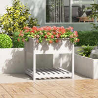 Planter with Shelf White 82.5x82.5x81 cm Solid Wood Pine