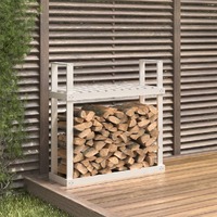  Firewood Rack White 110x35x108.5 cm Solid Wood Pine