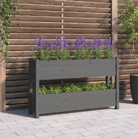  Planter Grey 112x25x66 cm Solid Wood Pine