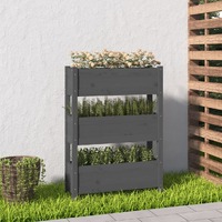  Planter Grey 77x25x104.5 cm Solid Wood Pine
