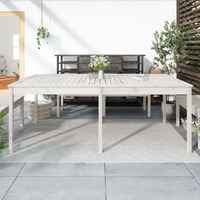  Garden Table White 203.5x100x76 cm Solid Wood Pine