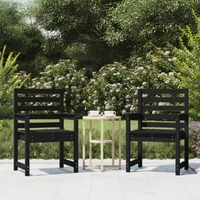  Garden Chairs 2 pcs Black 60x48x91 cm Solid Wood Pine