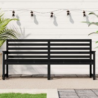  Garden Bench Black 203.5x48x91.5 cm Solid Wood Pine