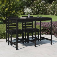  Garden Table Black 159.5x82.5x110 cm Solid Wood Pine