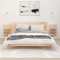  Wall-mounted Bedside Shelves 2 pcs Solid Wood Pine