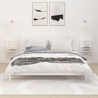  Wall-mounted Bedside Shelves 2 pcs White Solid Wood Pine